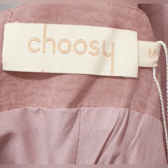 Choosy Mauve Buckle Shoulder Straps Exposed Back Zipper Midi Dress Medium NWT - Picture 2 of 12